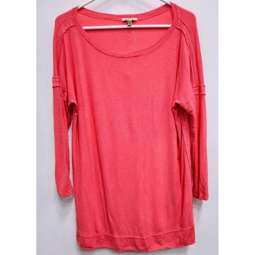 Anthropologie Bordeaux Long Sleeve Ribbed Tunic Top Womens Medium Pink Casual